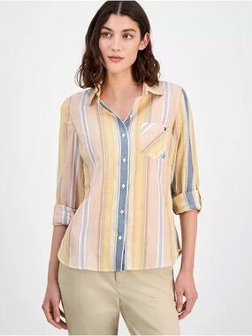 Tommy Hilfiger Striped Roll-Tab Shirt